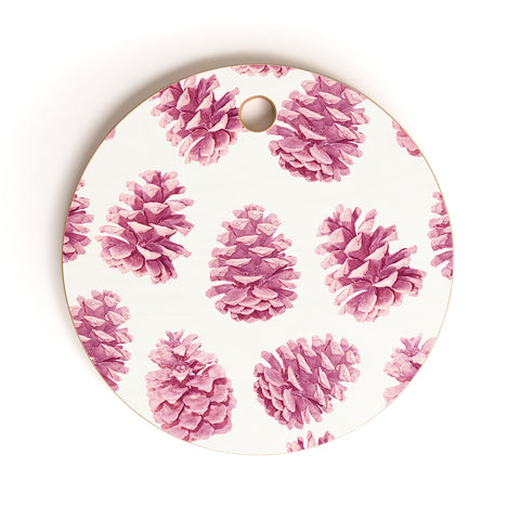 Lisa Argyropoulos Pink Pine Cones Cutting Board Round