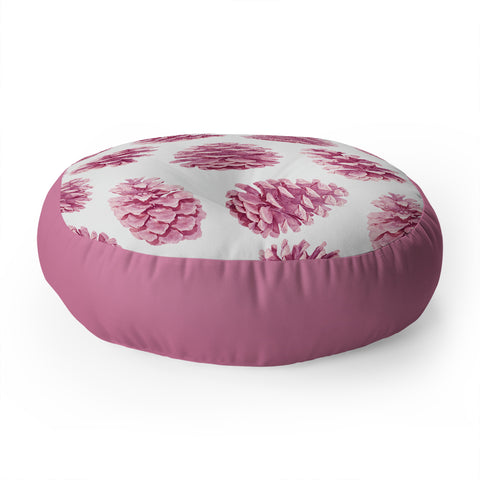Lisa Argyropoulos Pink Pine Cones Floor Pillow Round