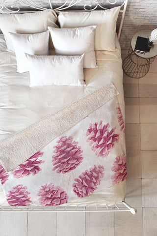 Lisa Argyropoulos Pink Pine Cones Fleece Throw Blanket
