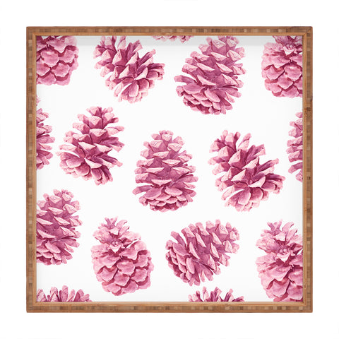 Lisa Argyropoulos Pink Pine Cones Square Tray