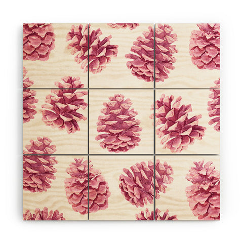 Lisa Argyropoulos Pink Pine Cones Wood Wall Mural
