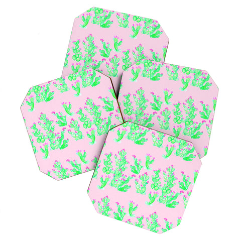 Lisa Argyropoulos Prickly Pear Spring Pink Coaster Set