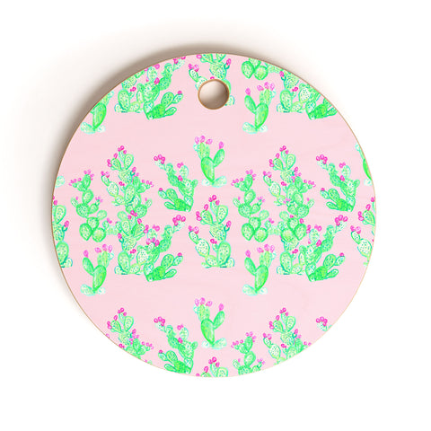 Lisa Argyropoulos Prickly Pear Spring Pink Cutting Board Round