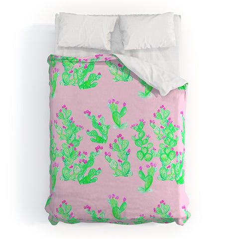 Lisa Argyropoulos Prickly Pear Spring Pink Duvet Cover