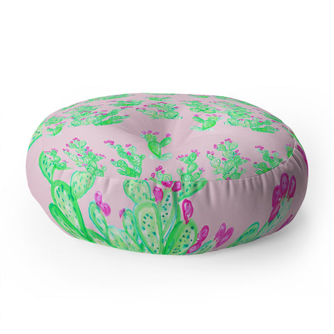 Lisa Argyropoulos Prickly Pear Spring Pink Floor Pillow Round