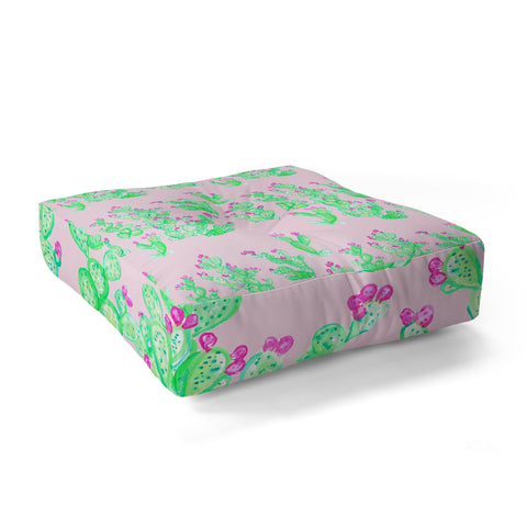 Lisa Argyropoulos Prickly Pear Spring Pink Floor Pillow Square