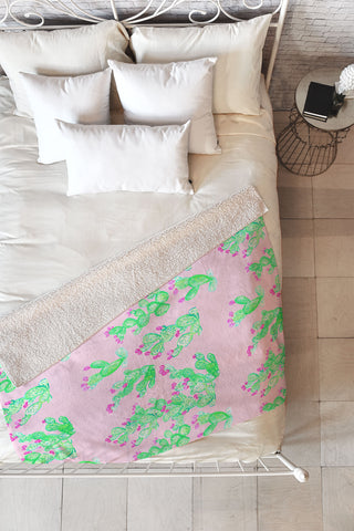 Lisa Argyropoulos Prickly Pear Spring Pink Fleece Throw Blanket