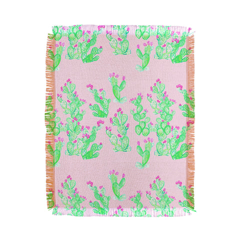 Lisa Argyropoulos Prickly Pear Spring Pink Throw Blanket