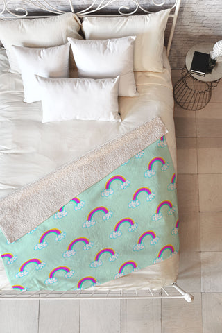 Lisa Argyropoulos Rainbows Mint Fleece Throw Blanket