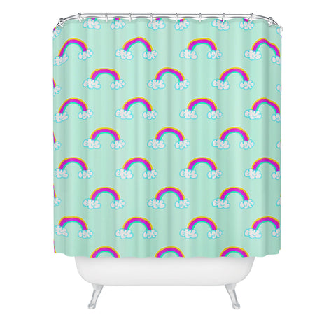 Lisa Argyropoulos Rainbows Mint Shower Curtain
