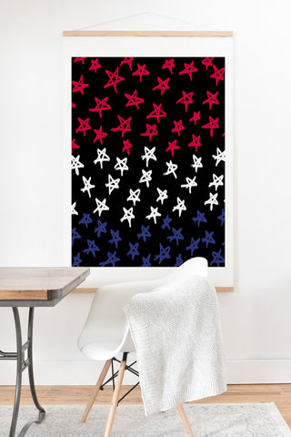 Lisa Argyropoulos Red White And Blue Stars Night Art Print And Hanger