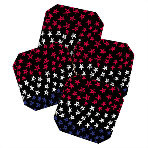Lisa Argyropoulos Red White And Blue Stars Night Coaster Set