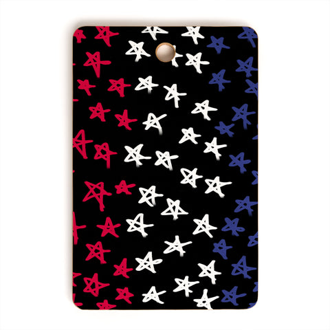 Lisa Argyropoulos Red White And Blue Stars Night Cutting Board Rectangle
