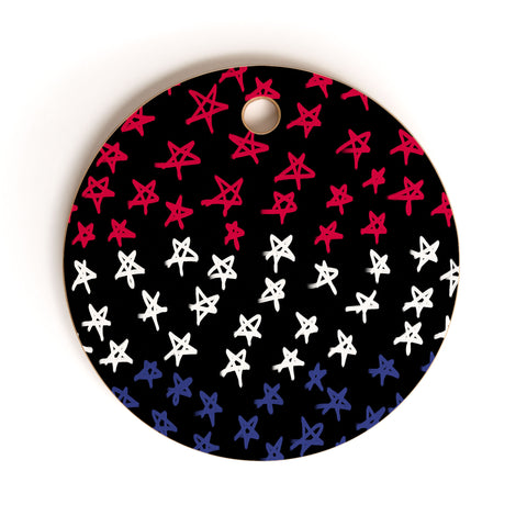 Lisa Argyropoulos Red White And Blue Stars Night Cutting Board Round