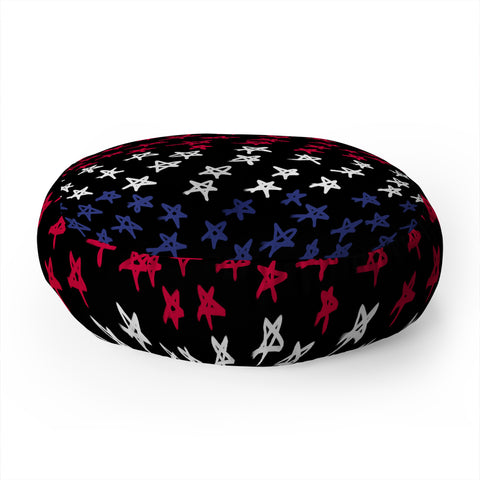 Lisa Argyropoulos Red White And Blue Stars Night Floor Pillow Round