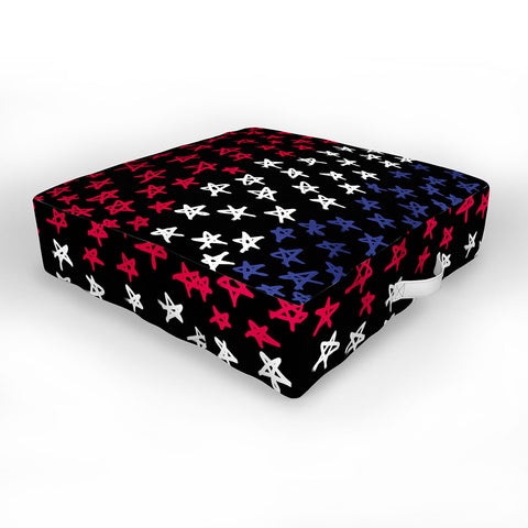 Lisa Argyropoulos Red White And Blue Stars Night Outdoor Floor Cushion