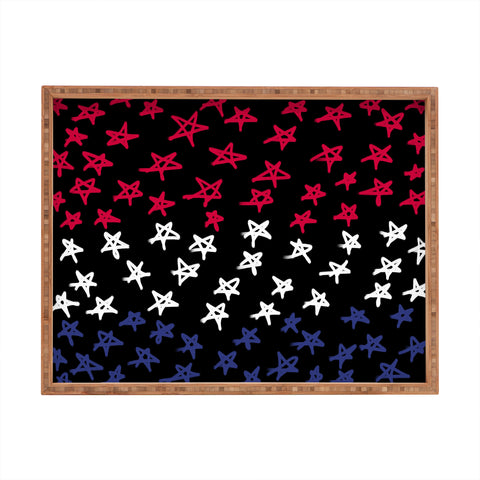 Lisa Argyropoulos Red White And Blue Stars Night Rectangular Tray