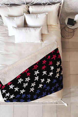 Lisa Argyropoulos Red White And Blue Stars Night Fleece Throw Blanket