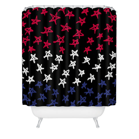 Lisa Argyropoulos Red White And Blue Stars Night Shower Curtain