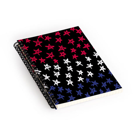 Lisa Argyropoulos Red White And Blue Stars Night Spiral Notebook