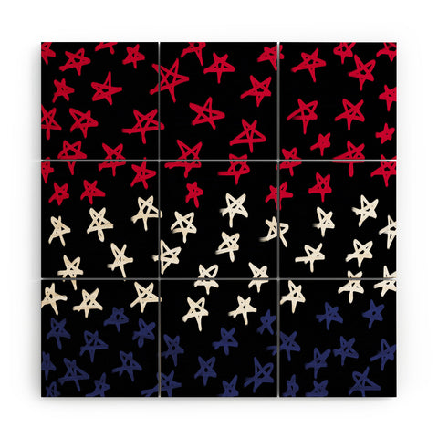 Lisa Argyropoulos Red White And Blue Stars Night Wood Wall Mural