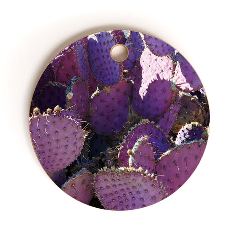 Lisa Argyropoulos Rustic Purple Pancake Cactus Cutting Board Round