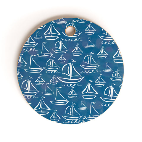 Lisa Argyropoulos Sail Away Blue Cutting Board Round