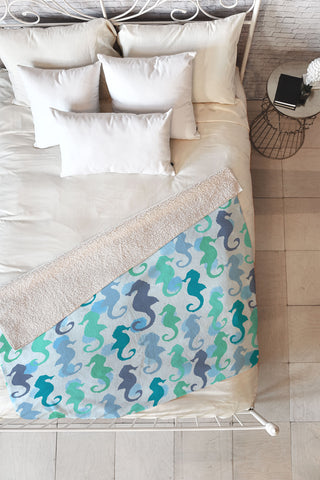 Lisa Argyropoulos Seahorses And Bubbles Fleece Throw Blanket