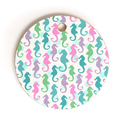 Lisa Argyropoulos Seahorses and Bubbles Spring Cutting Board Round