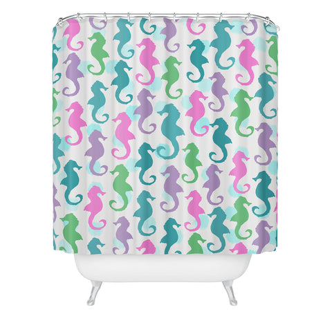 Lisa Argyropoulos Seahorses and Bubbles Spring Shower Curtain