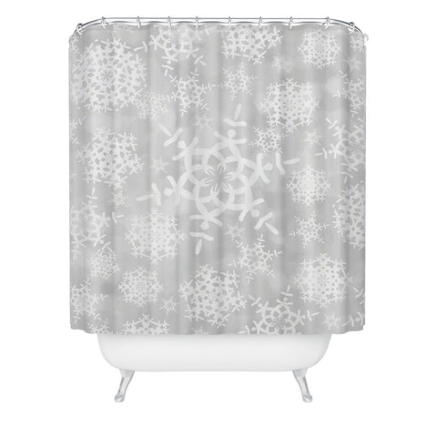 Lisa Argyropoulos Snow Flurries in Gray Shower Curtain