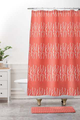Lisa Argyropoulos Squiggle Coral Shower Curtain And Mat