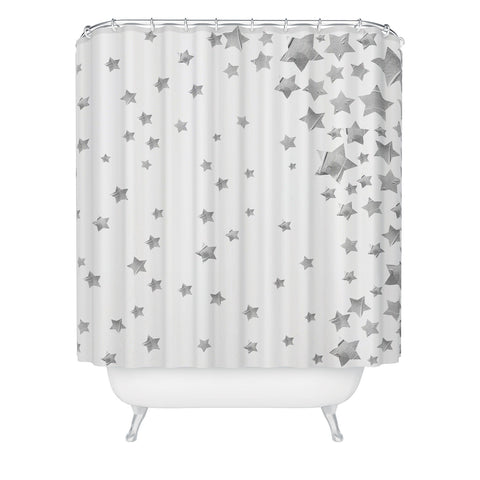 Lisa Argyropoulos Starry Magic Silvery White Shower Curtain