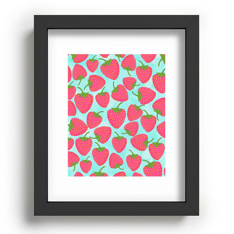 Lisa Argyropoulos Strawberry Sweet In Blue Recessed Framing Rectangle