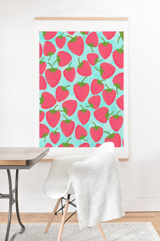 Lisa Argyropoulos Strawberry Sweet In Blue Art Print And Hanger