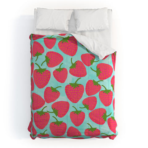 Lisa Argyropoulos Strawberry Sweet In Blue Comforter