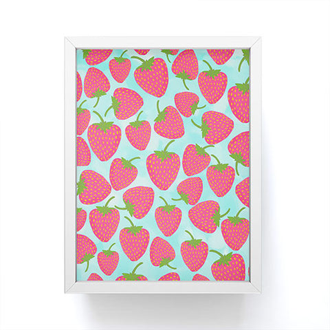 Lisa Argyropoulos Strawberry Sweet In Blue Framed Mini Art Print