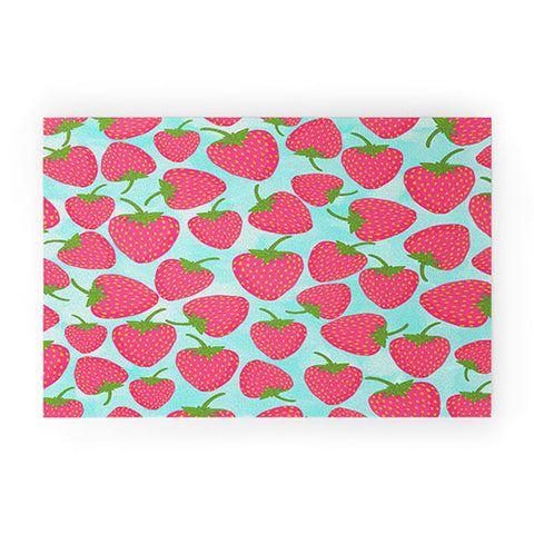 Lisa Argyropoulos Strawberry Sweet In Blue Welcome Mat