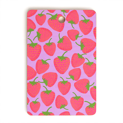 Lisa Argyropoulos Strawberry Sweet in Lavender Cutting Board Rectangle