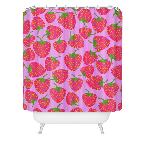 Lisa Argyropoulos Strawberry Sweet in Lavender Shower Curtain
