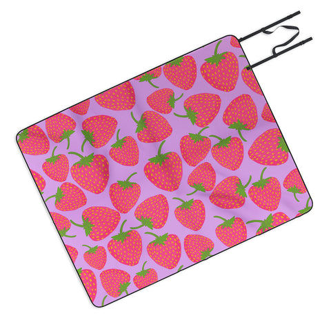 Lisa Argyropoulos Strawberry Sweet in Lavender Picnic Blanket