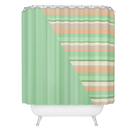 Lisa Argyropoulos Striped Desert Sage Shower Curtain