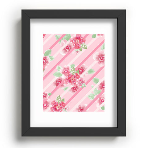 Lisa Argyropoulos Summer Blossoms Stripes Pink Recessed Framing Rectangle