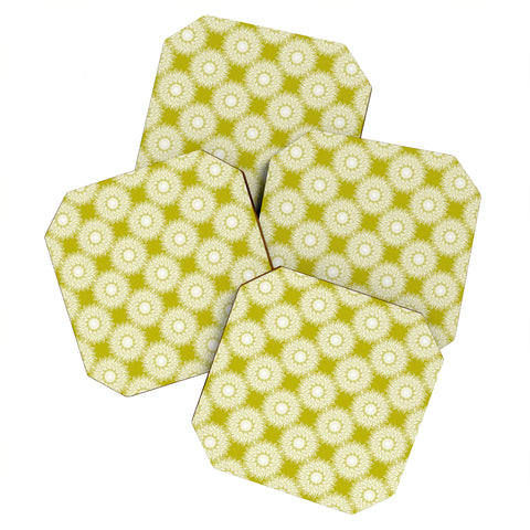 Lisa Argyropoulos Sunflowers and Chartreuse Coaster Set