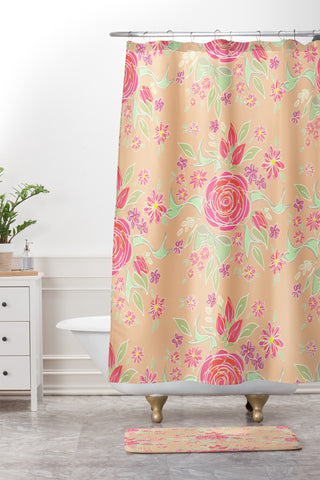 Lisa Argyropoulos Sweet Rose Delight Shower Curtain And Mat