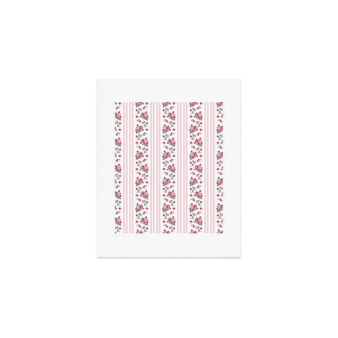 Lisa Argyropoulos Vintage Floral Stripes Pink Art Print
