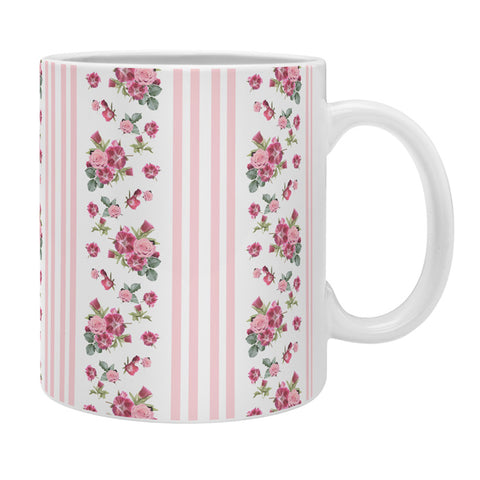 Lisa Argyropoulos Vintage Floral Stripes Pink Coffee Mug