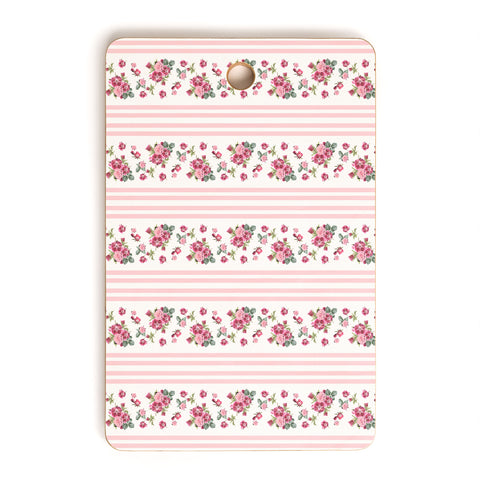 Lisa Argyropoulos Vintage Floral Stripes Pink Cutting Board Rectangle