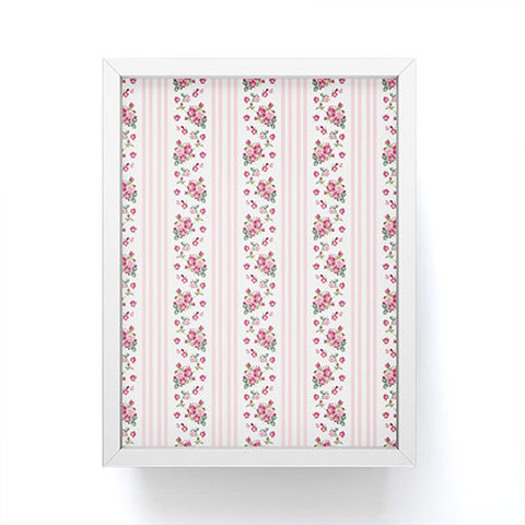 Lisa Argyropoulos Vintage Floral Stripes Pink Framed Mini Art Print
