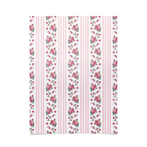 Lisa Argyropoulos Vintage Floral Stripes Pink Poster